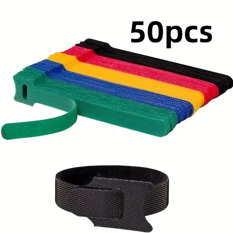 Gear Tie Reusable - 50pcs Reusable Hook and Loop Cable